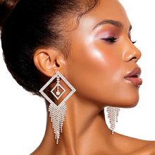 Load image into Gallery viewer, Gold Dangle Triangle Fringe Earrings
