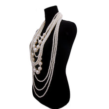 Load image into Gallery viewer, Long Chunky Cream Pearl Layered Necklace Set
