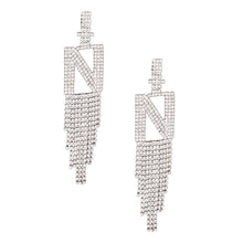 Load image into Gallery viewer, N Rhinestone Fringe Earrings
