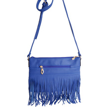 Load image into Gallery viewer, Soft Blue Fringe Crossbody Bag
