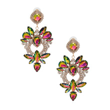 Load image into Gallery viewer, Pink Green Glass Crystal Heart Earrings
