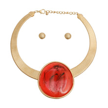 Load image into Gallery viewer, Gold Omega Round Red Resin Set
