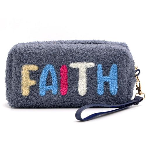 Navy Fleece Fur FAITH Pouch