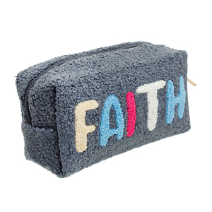 Navy Fleece Fur FAITH Pouch