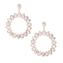 Load image into Gallery viewer, Gold Pear Crystal Wreath Earrings
