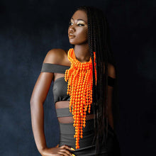 Load image into Gallery viewer, Orange Clustered Fringe Bead Set
