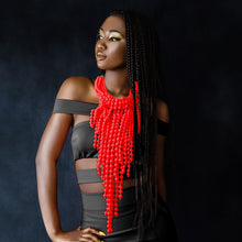 Load image into Gallery viewer, Red Clustered Fringe Bead Set
