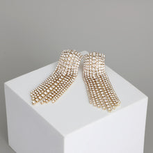 Load image into Gallery viewer, Gold Rectangle Iced Fringe Earrings
