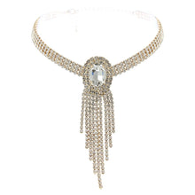 Load image into Gallery viewer, Gold Frame Fringe Rhinestone Choker
